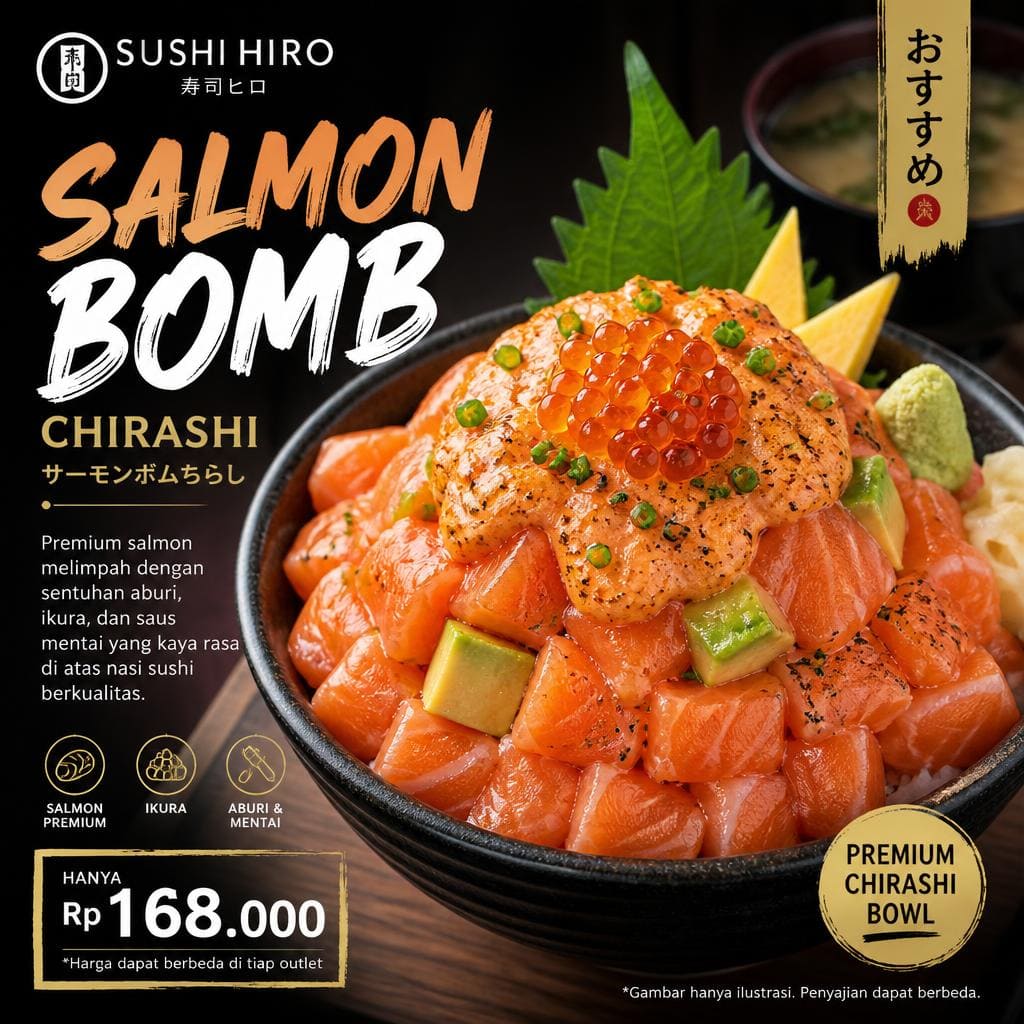 Salmon Bomb Chirashi Sushi Hiro menu chirashi salmon